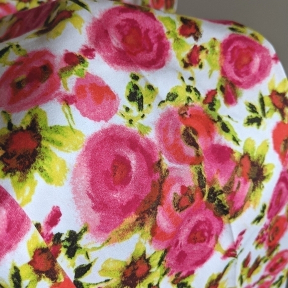 NWT Floral Straight Narrow Crop Maximalist Pants Pink Summer - Picture 7 of 15